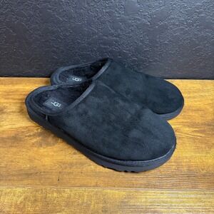 UGG Mens Classic Slipper Black Suede Shearling 1129290 Size 11